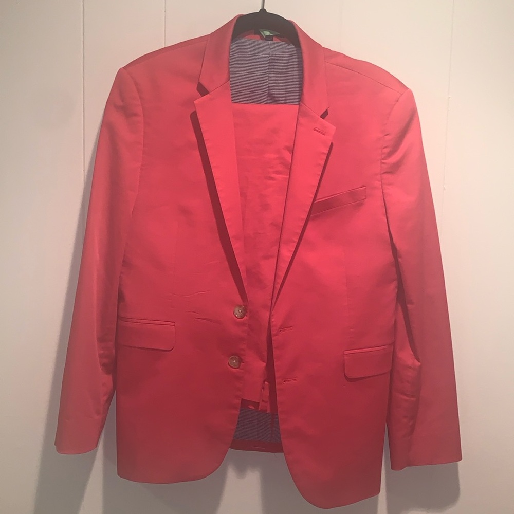 Express Extra Slim Nantucket Red Cotton Sateen Suit